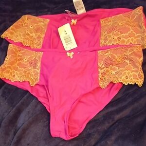 Torrid Pink Panties with Gold Lace Accents